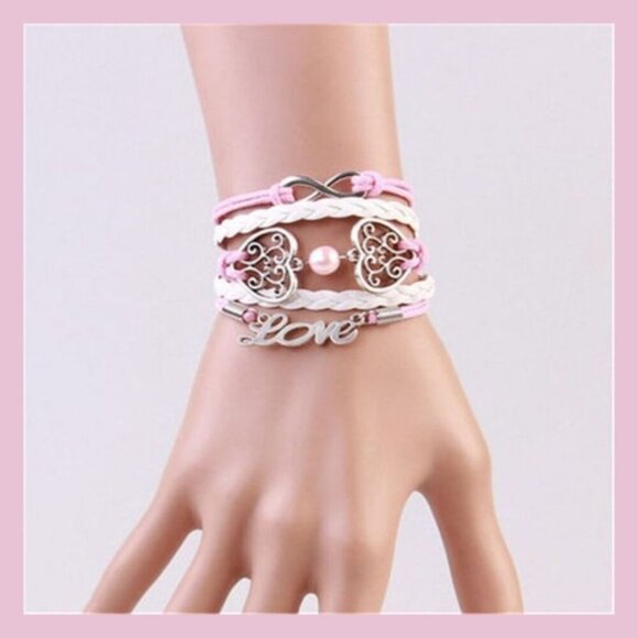 Hollow Peach Hearts Love Infinity Charm Bracelet - Picture 4 of 4